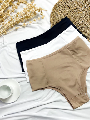 Kit com 10 Calcinhas Basicas Cintura Alta Pala Dupla Forro 100% Algodão Nâo Marca Cós Alto Conforto